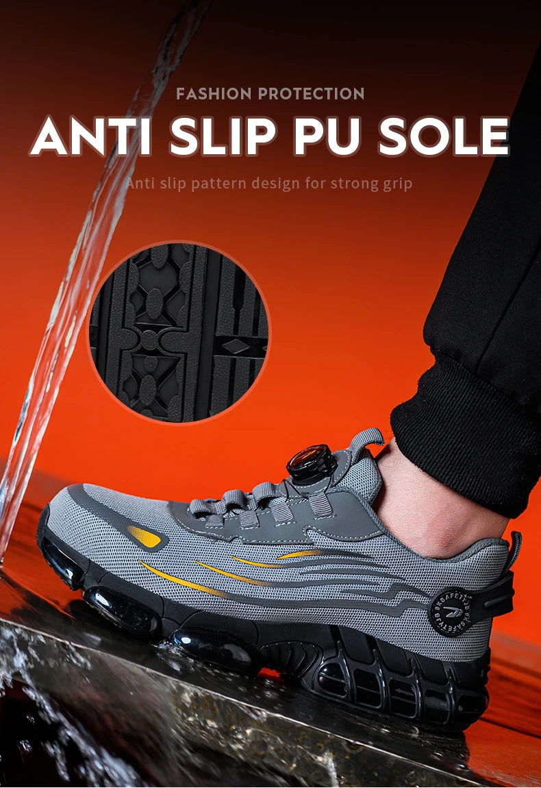 Men’s Rotating Button Safety Shoes – Anti-Smash & Anti-Puncture